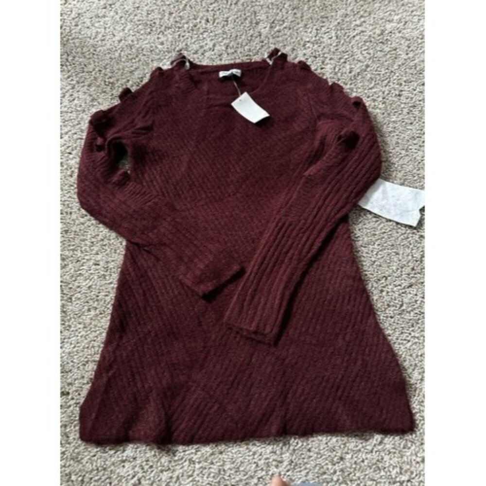 Crave Frame Womens Burgundy Long Sleeve Pull Over Casual Tunic Top Size Medium